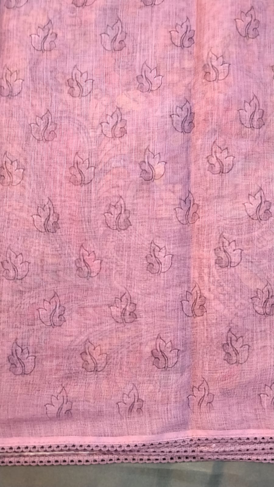 Light Purple Cotton Saree with Kalamkari Work