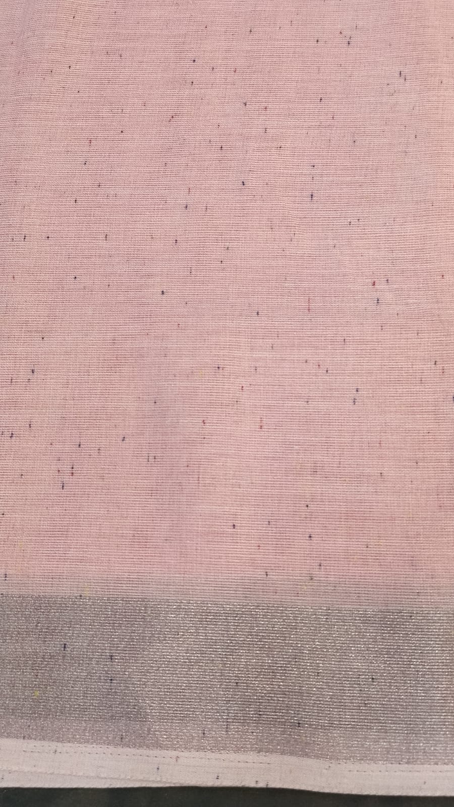 Baby Pink Pure Linen Saree with Embroidery