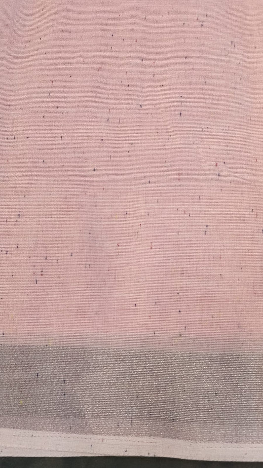 Baby Pink Pure Linen Saree with Embroidery