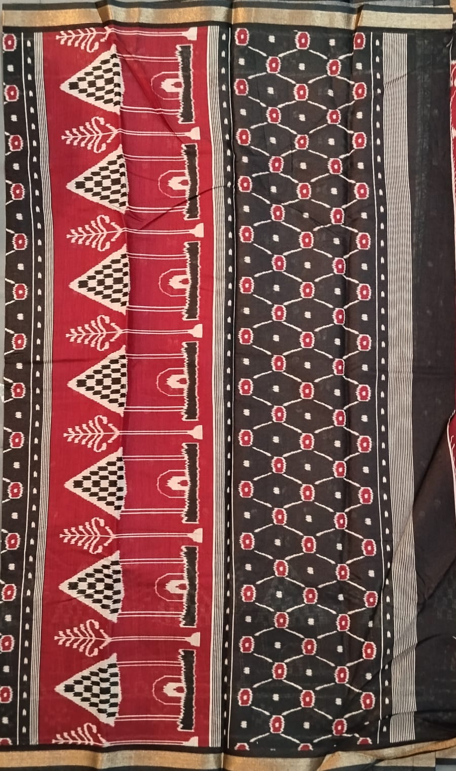 Maroon Red Dola Silk Saree with Kalamkari