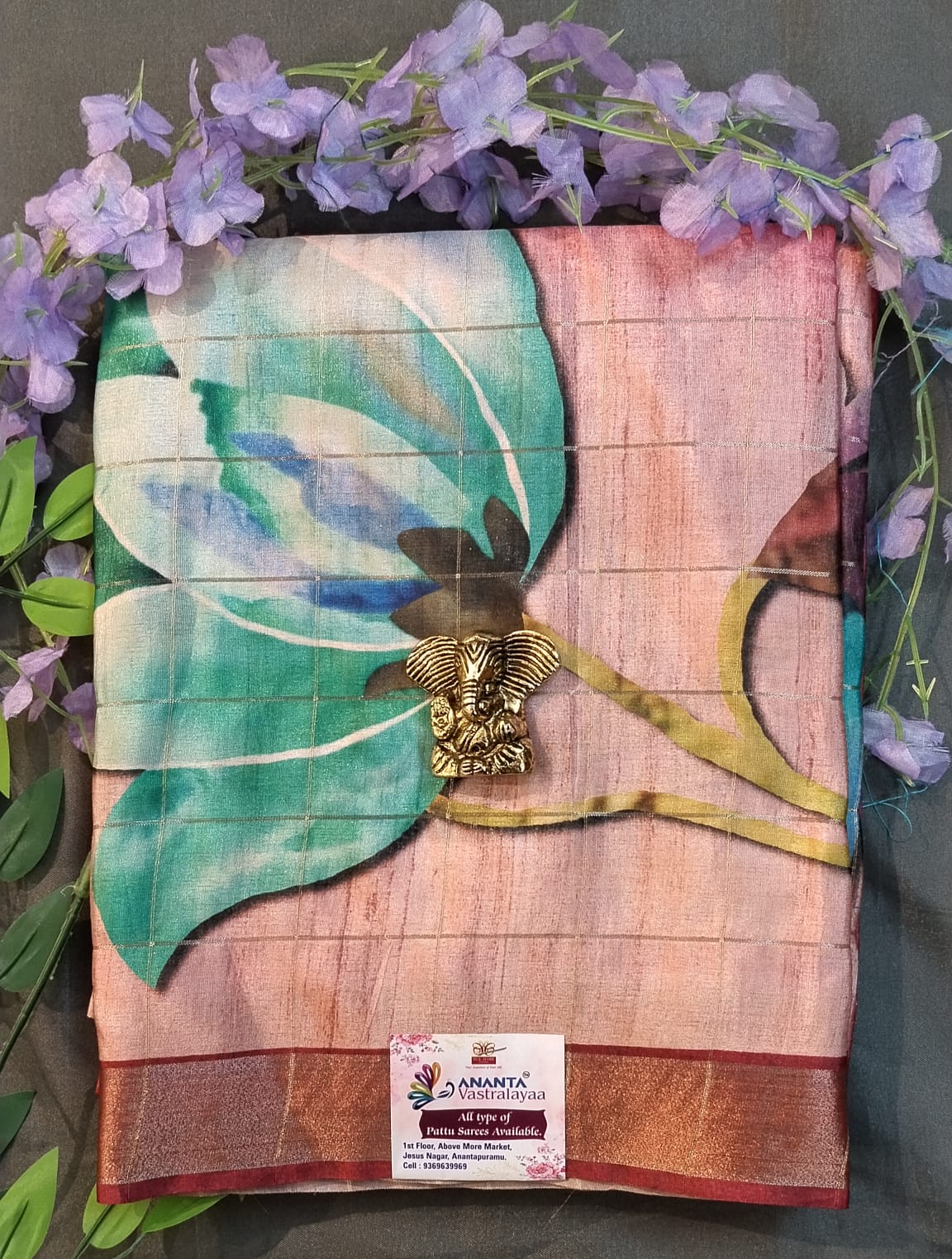 Baby Pink Soft Dola Silk Saree with Checks