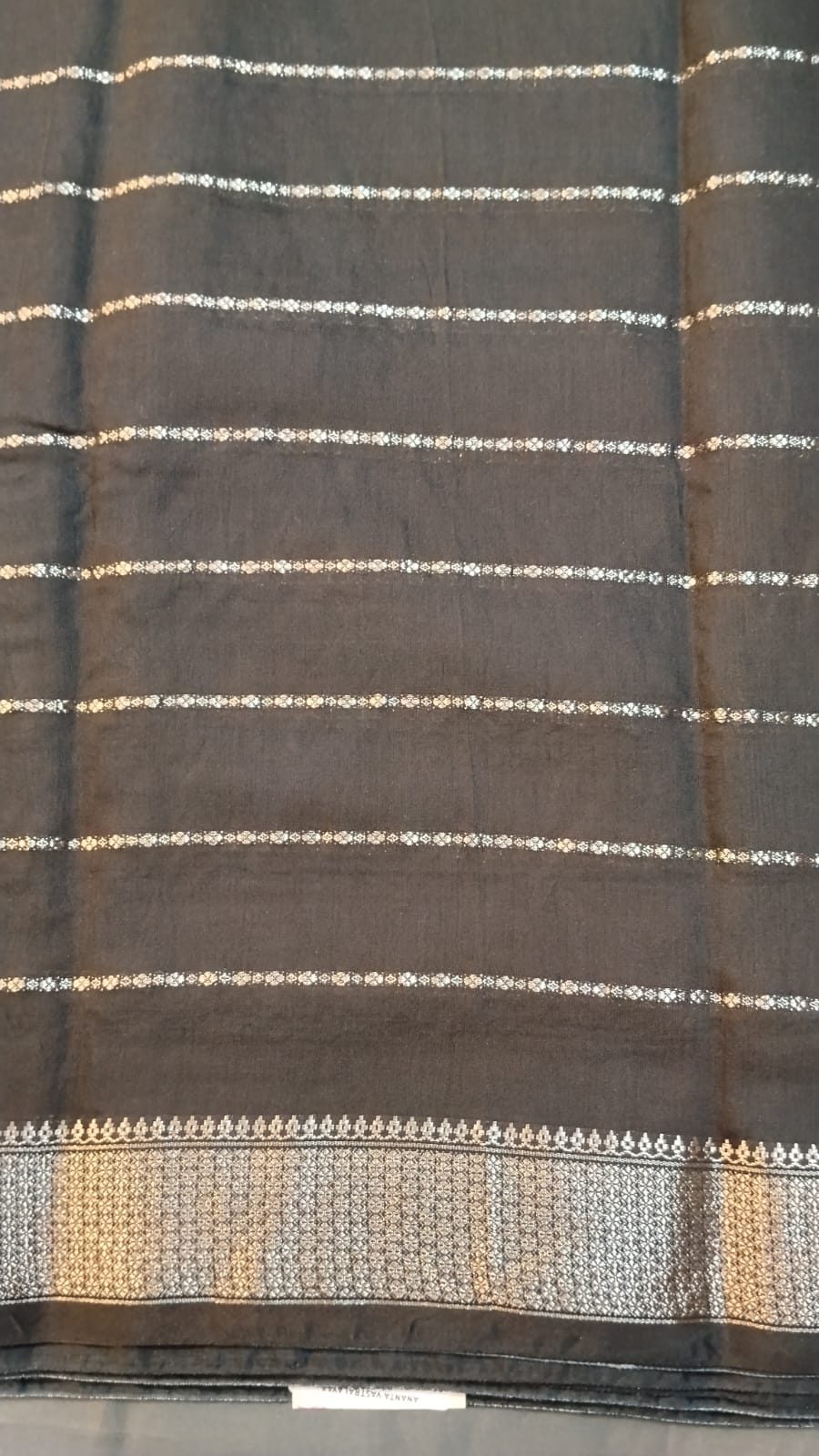 Black Cotton Saree with Temple Border