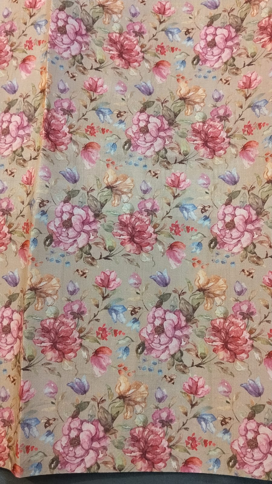 Onion Pink Tussar Saree with Floral Print