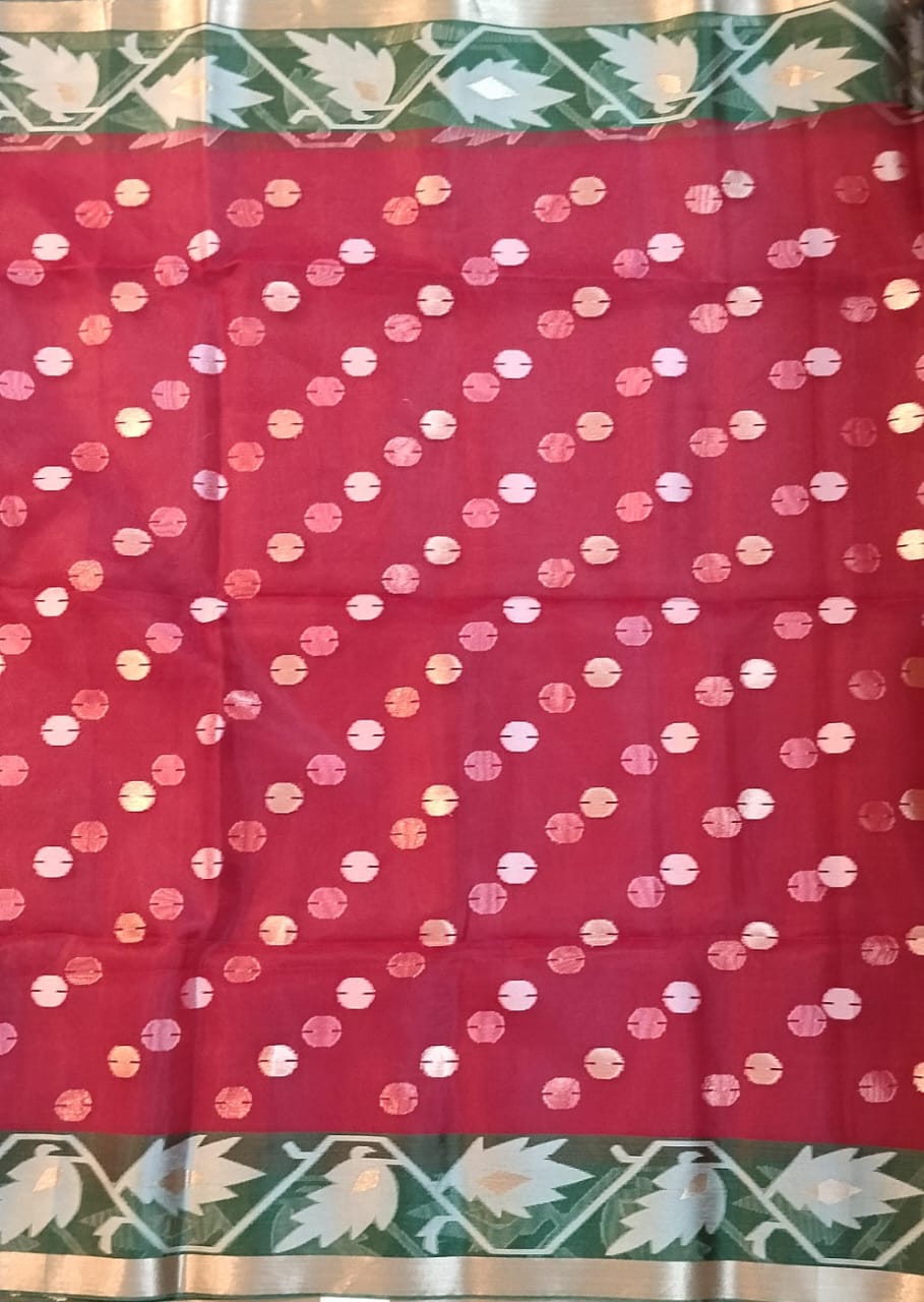 Red Kota Silk Saree with Handloom Design