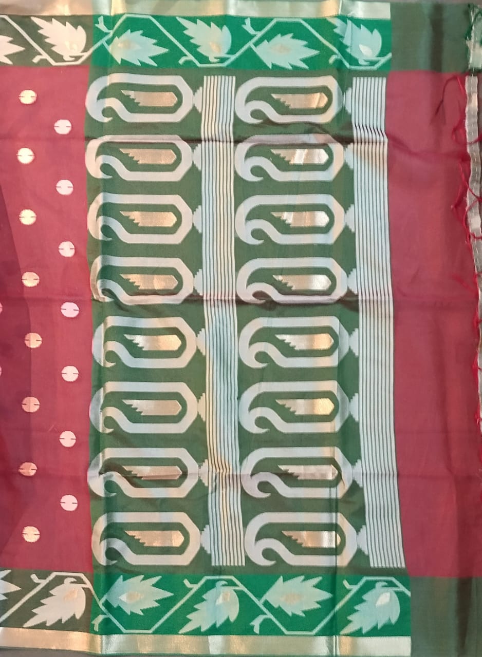 Red Kota Silk Saree with Handloom Design