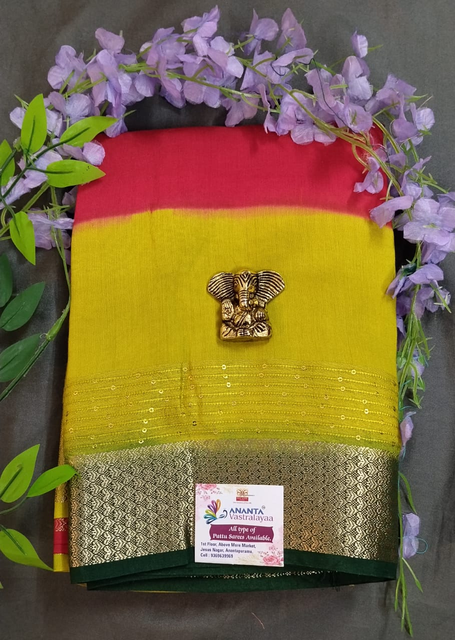 Violet Raw Silk Saree with Zari & Sequin Work