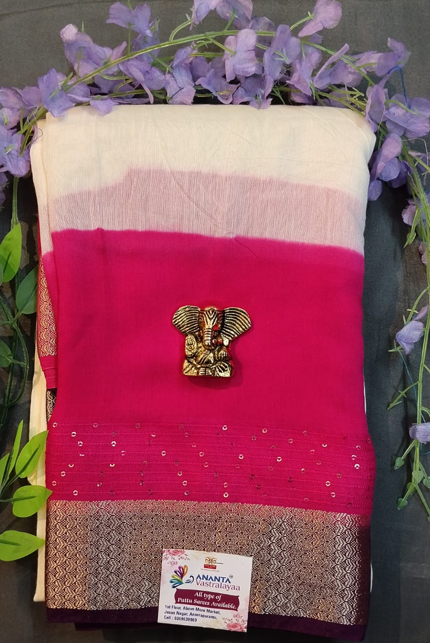 Violet Raw Silk Saree with Zari & Sequin Work