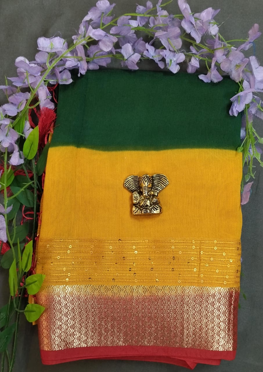 Violet Raw Silk Saree with Zari & Sequin Work