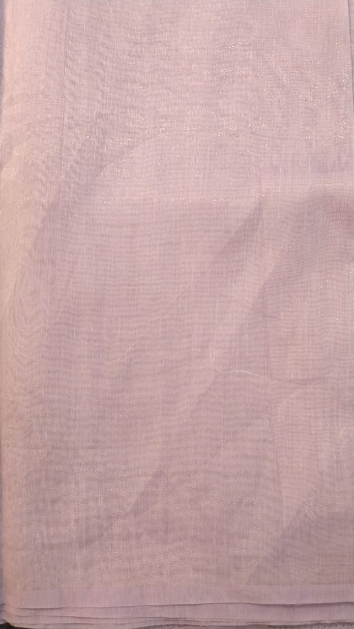 Light Purple Linen Net Saree with Zari Work