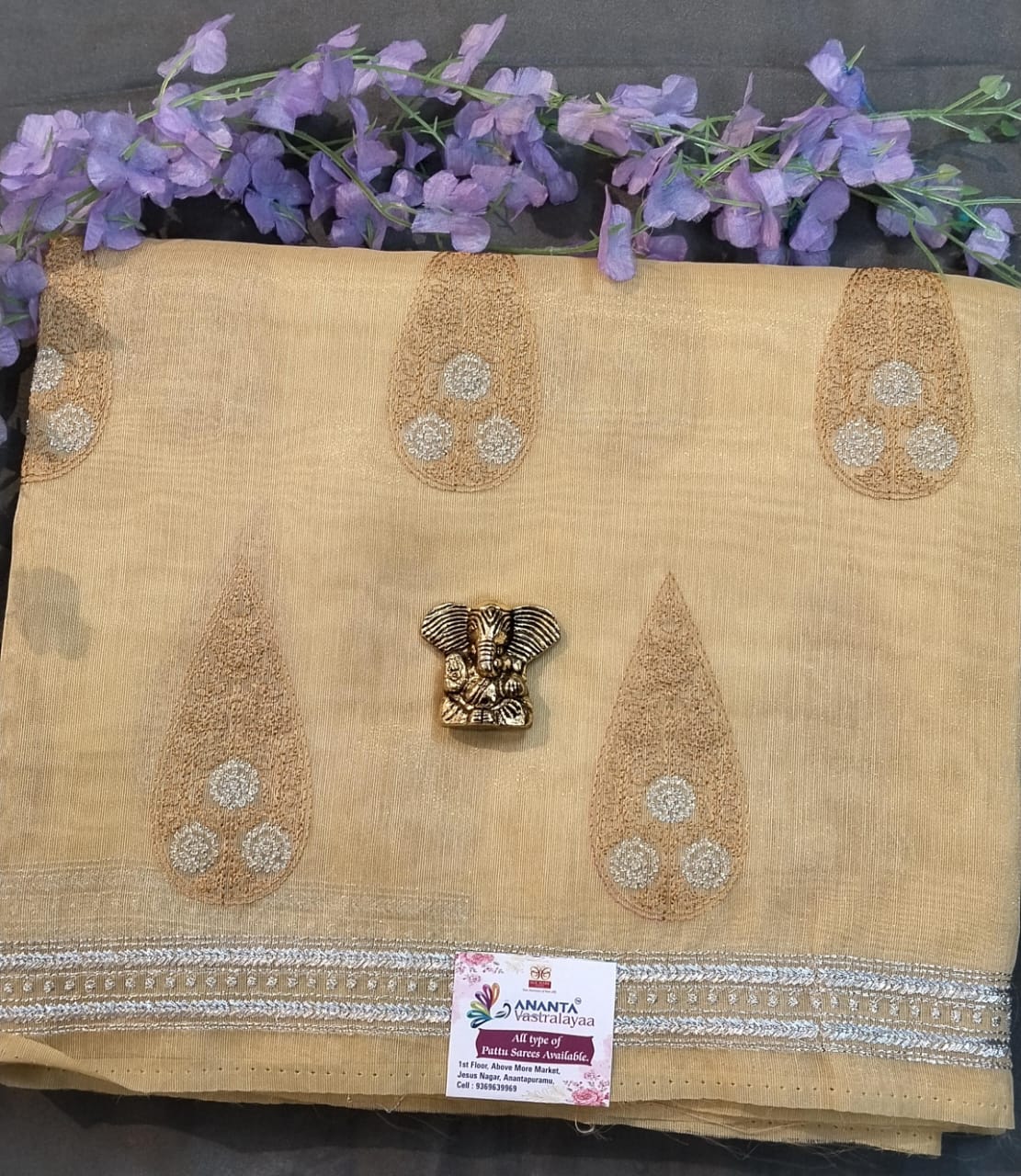 Baby Pink Linen Net Saree with Thread Work