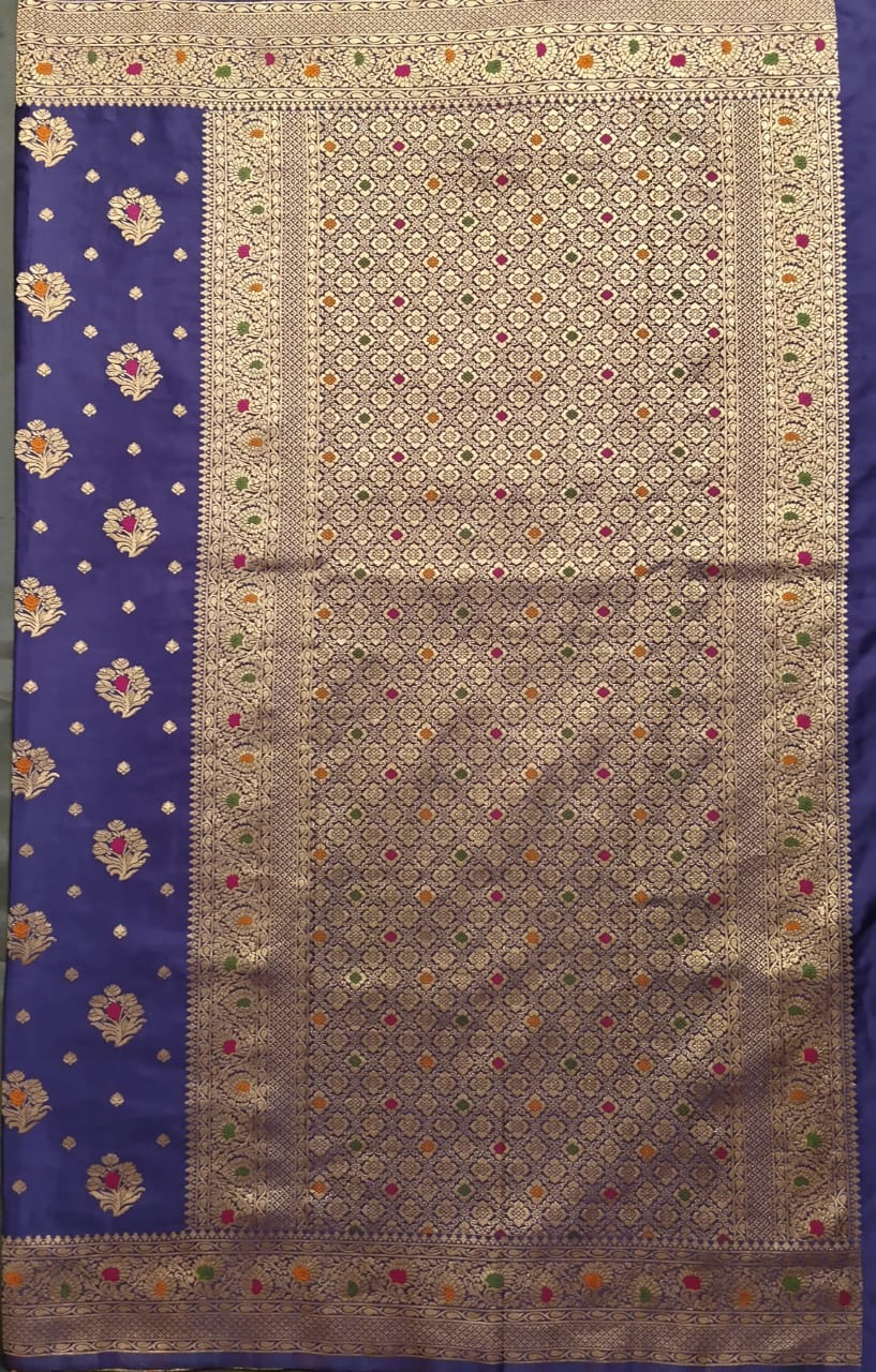 Purple Mushroo Silk Saree with Big Butta