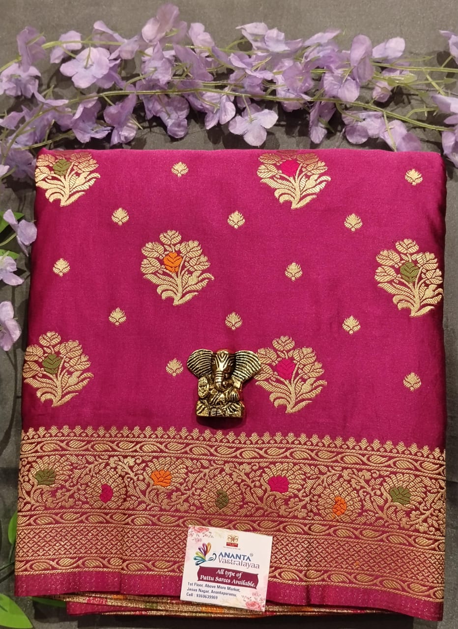 Purple Mushroo Silk Saree with Big Butta