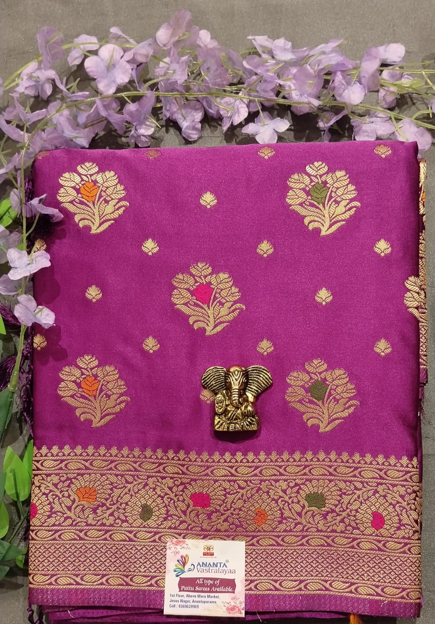 Purple Mushroo Silk Saree with Big Butta