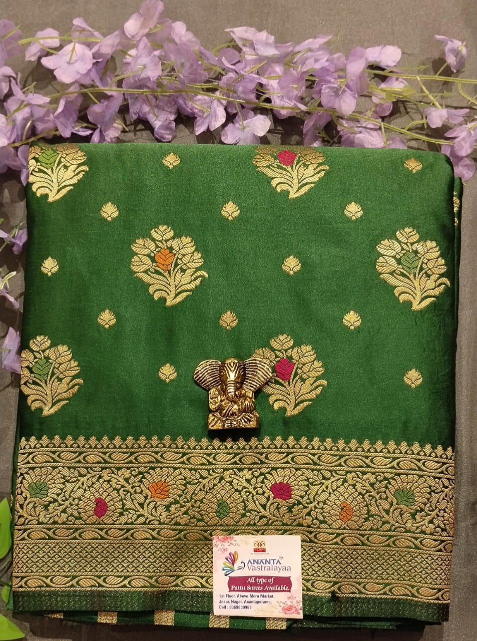 Purple Mushroo Silk Saree with Big Butta