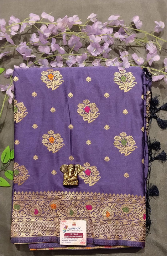 Purple Mushroo Silk Saree with Big Butta