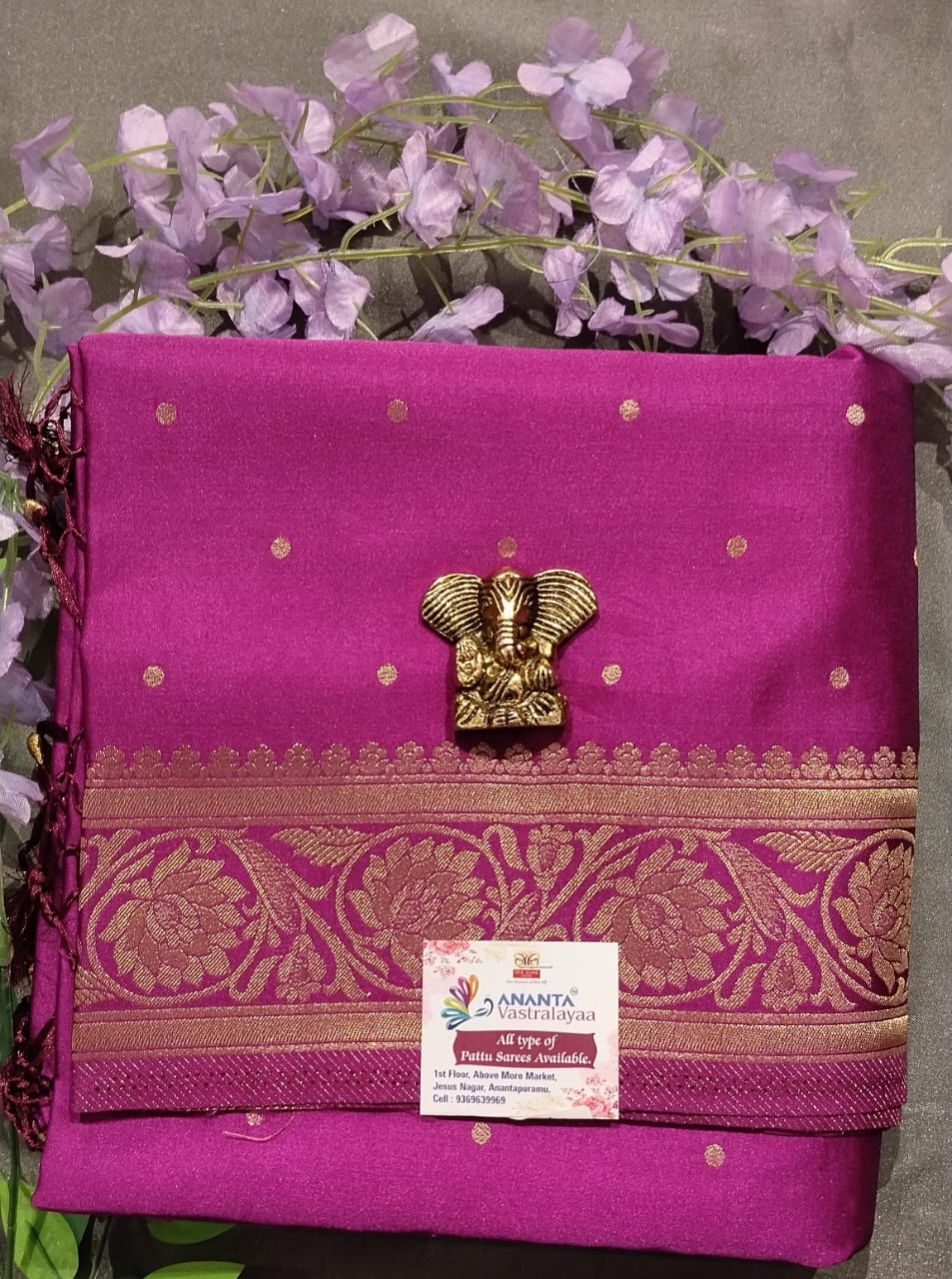 Red Mushroo Silk Saree with Gold Zari Border