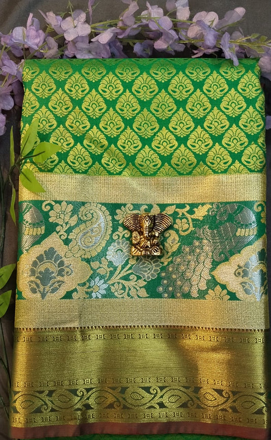 Green Kanchi Pattu Mix Silk Saree