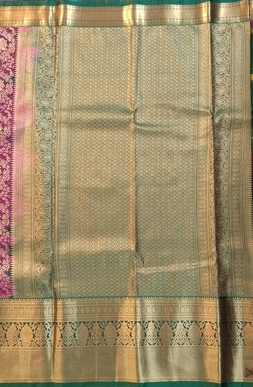 Brinjal Kanchi Pattu Mix Silk Saree