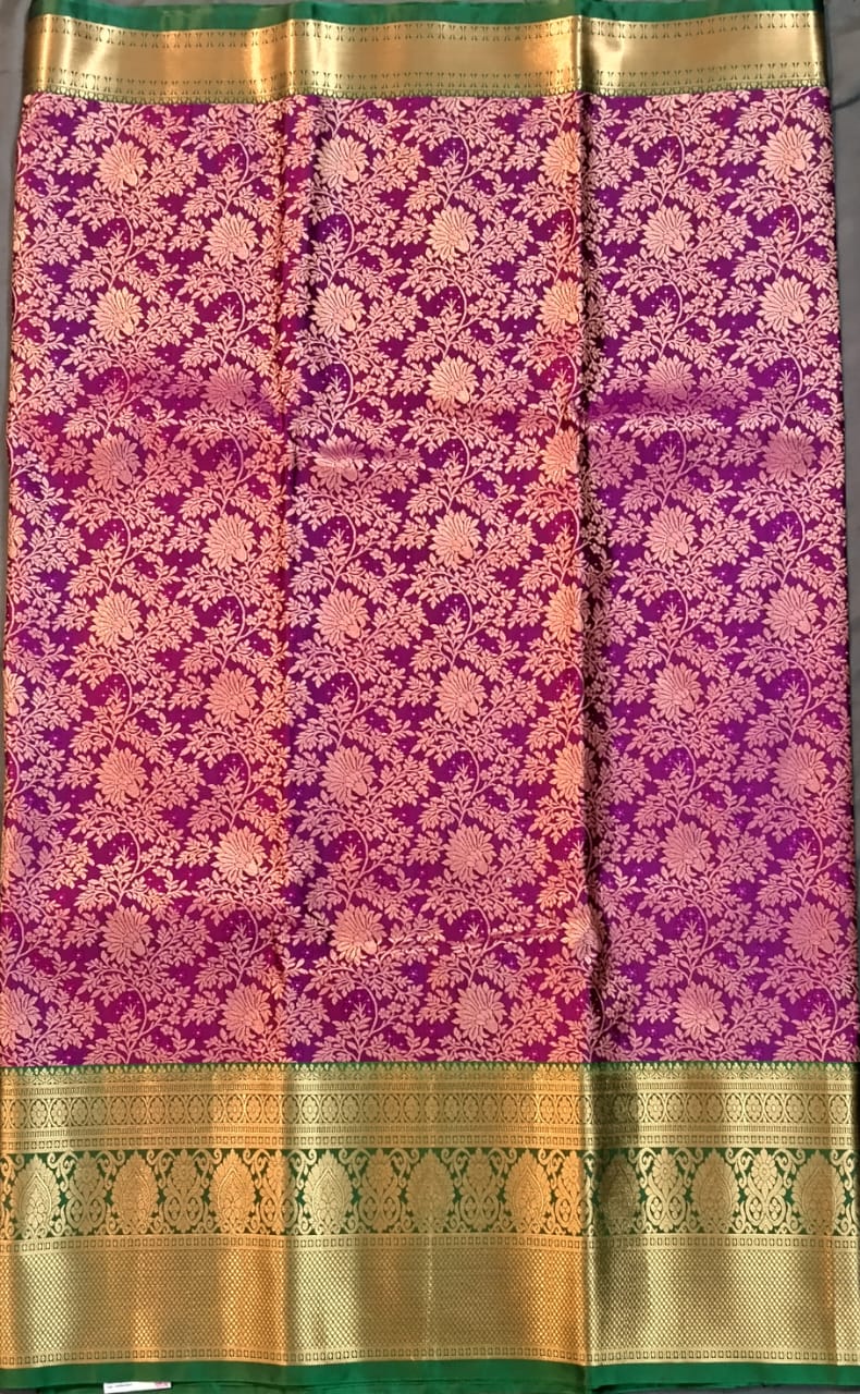 Brinjal Kanchi Pattu Mix Silk Saree