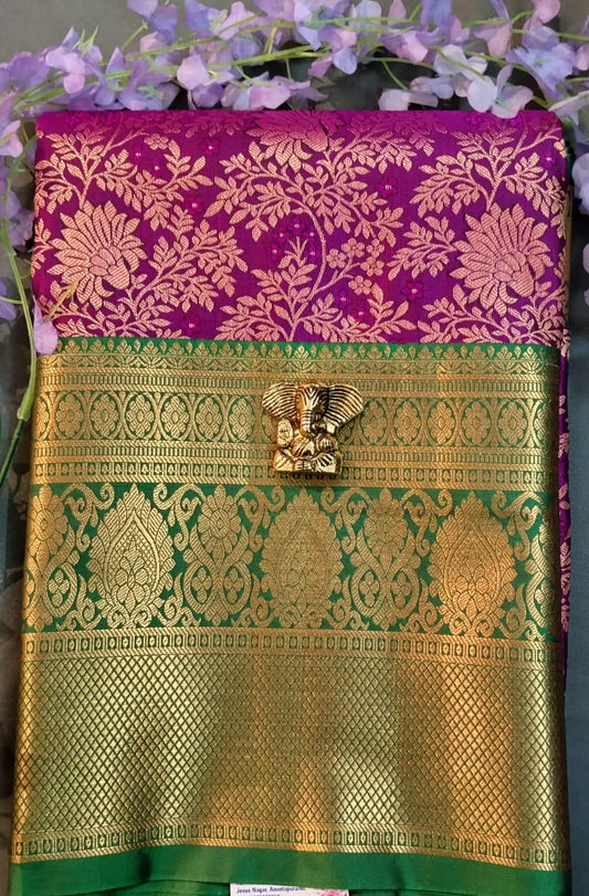 Brinjal Kanchi Pattu Mix Silk Saree