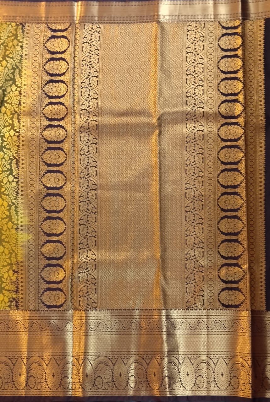 Mehandi Green Kanchi Pattu Mix Silk Saree