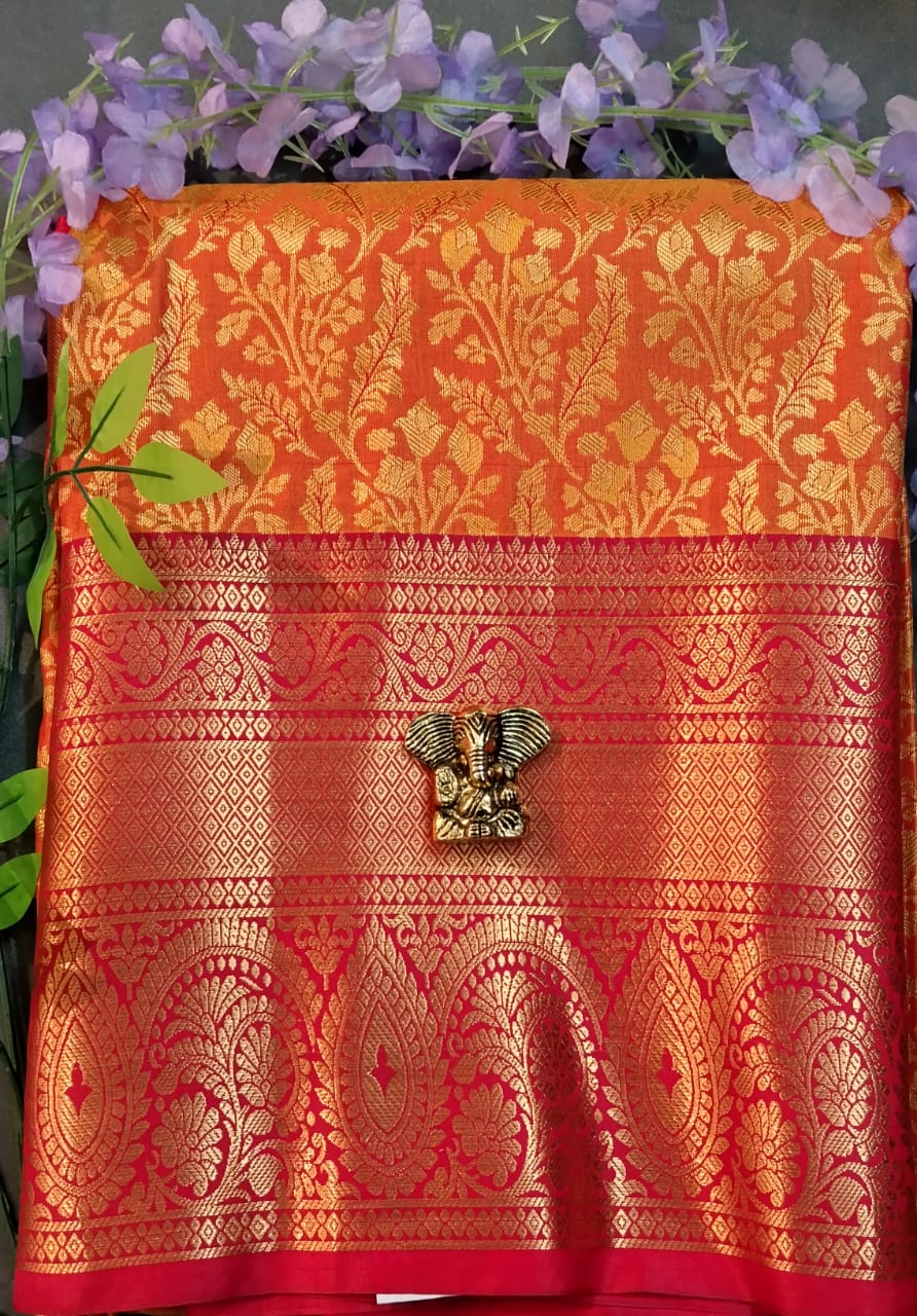 Mehandi Green Kanchi Pattu Mix Silk Saree