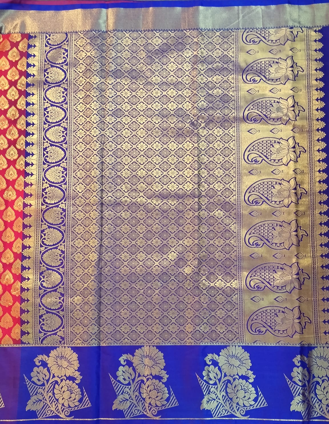 Orange Kanchi Pattu Mix Silk Saree