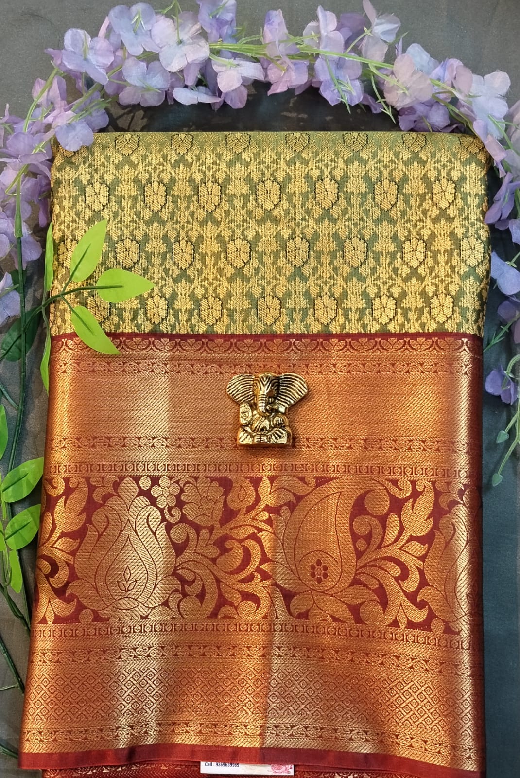 Mehandi Green Kanchi Pattu Mix Silk Saree