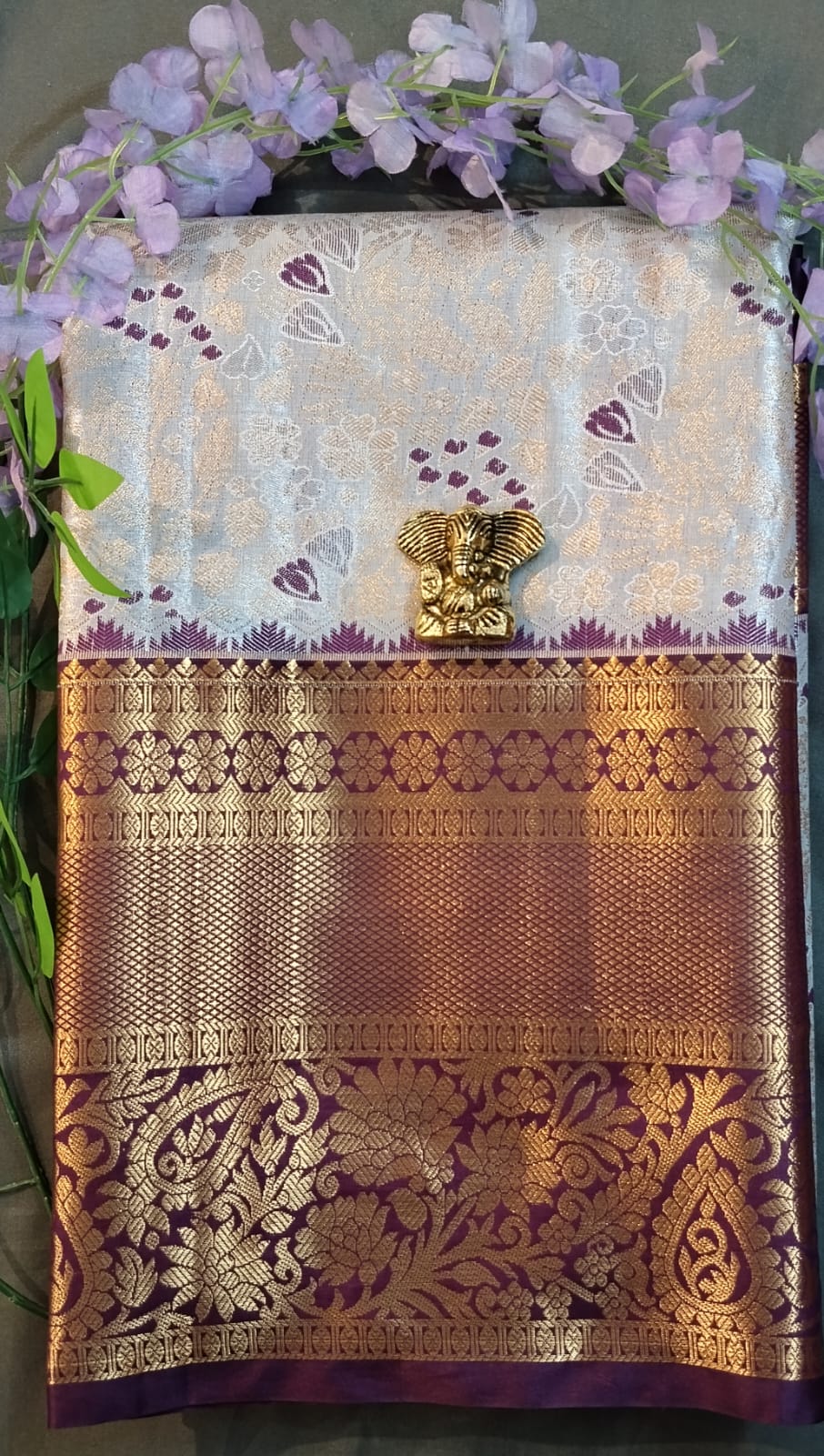 Sky Blue Kanchi Pattu Silk Saree