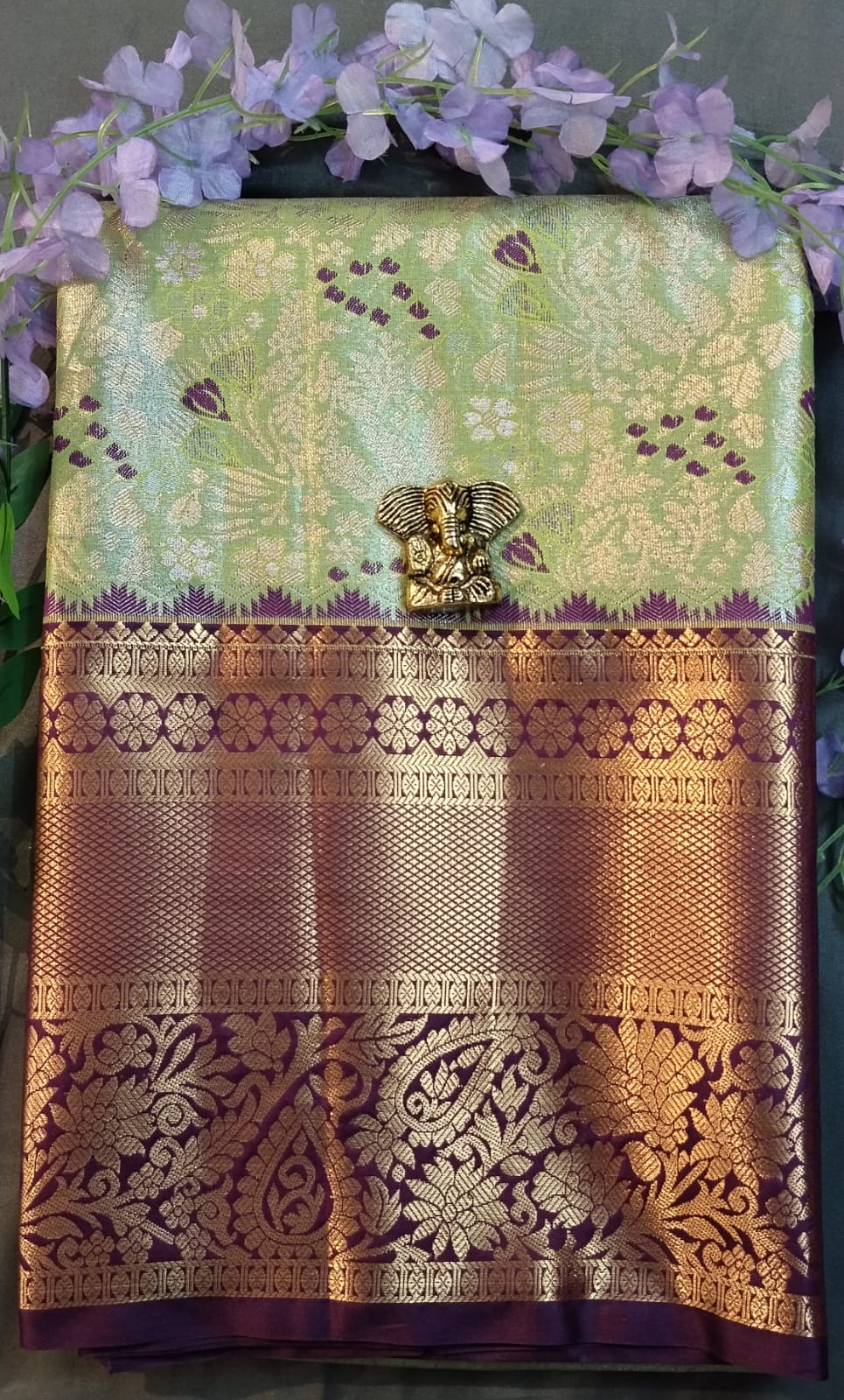 Sky Blue Kanchi Pattu Silk Saree
