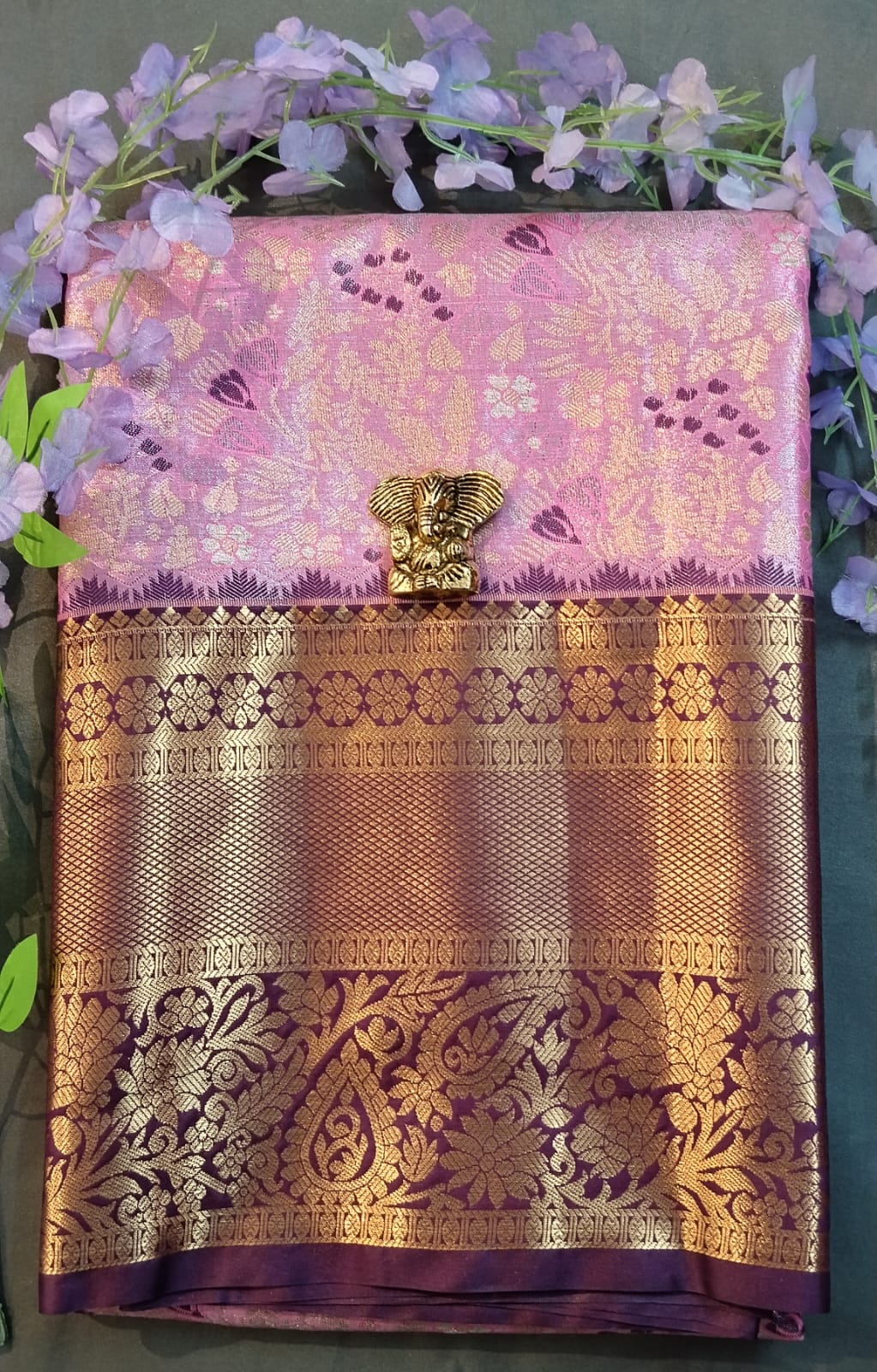 Sky Blue Kanchi Pattu Silk Saree