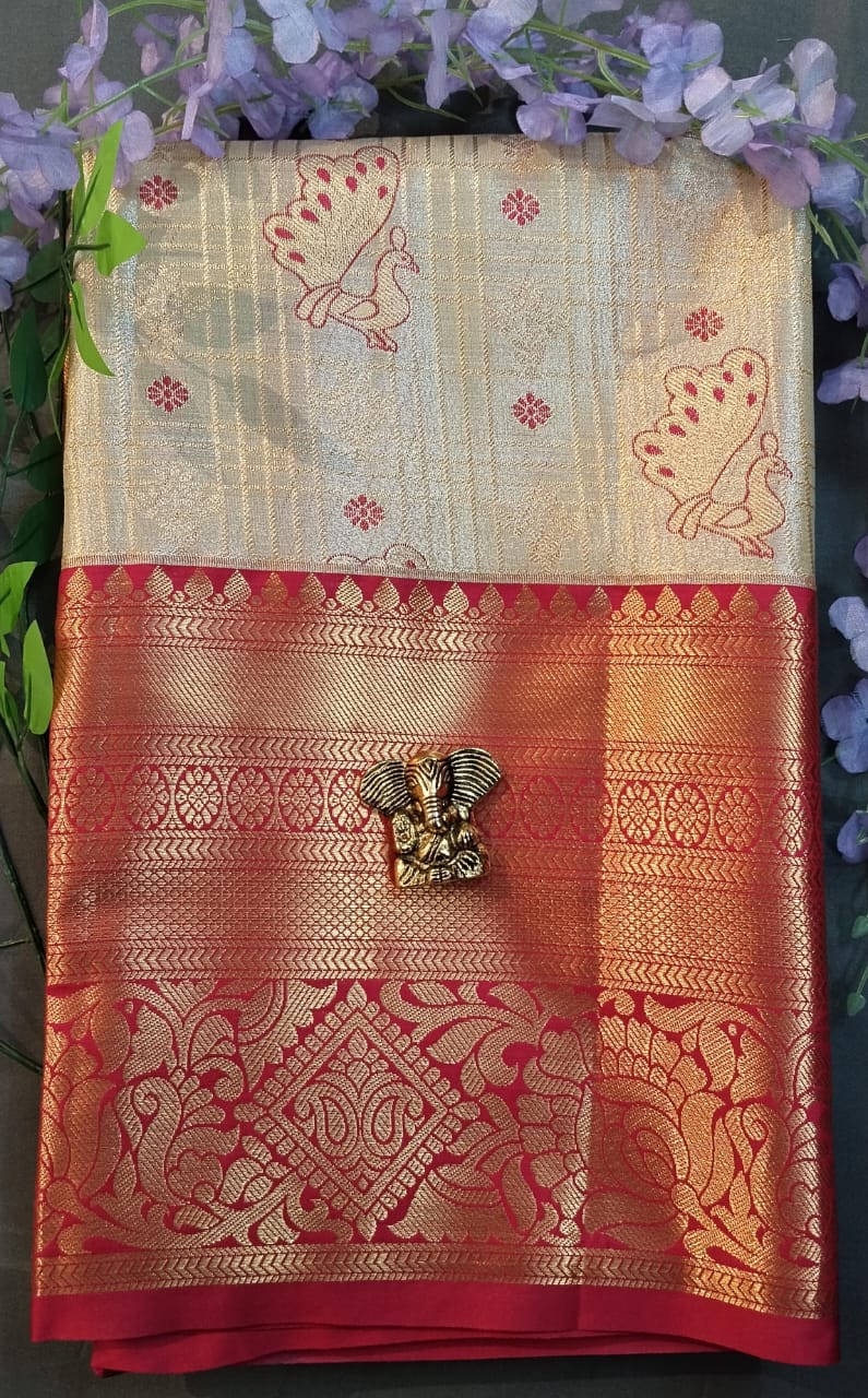 White Kanchi Pattu Silk Saree