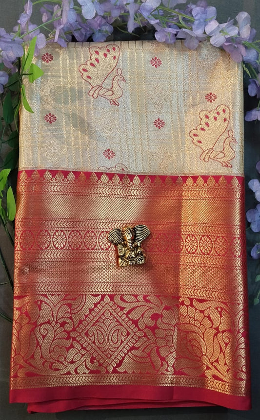 White Kanchi Pattu Silk Saree