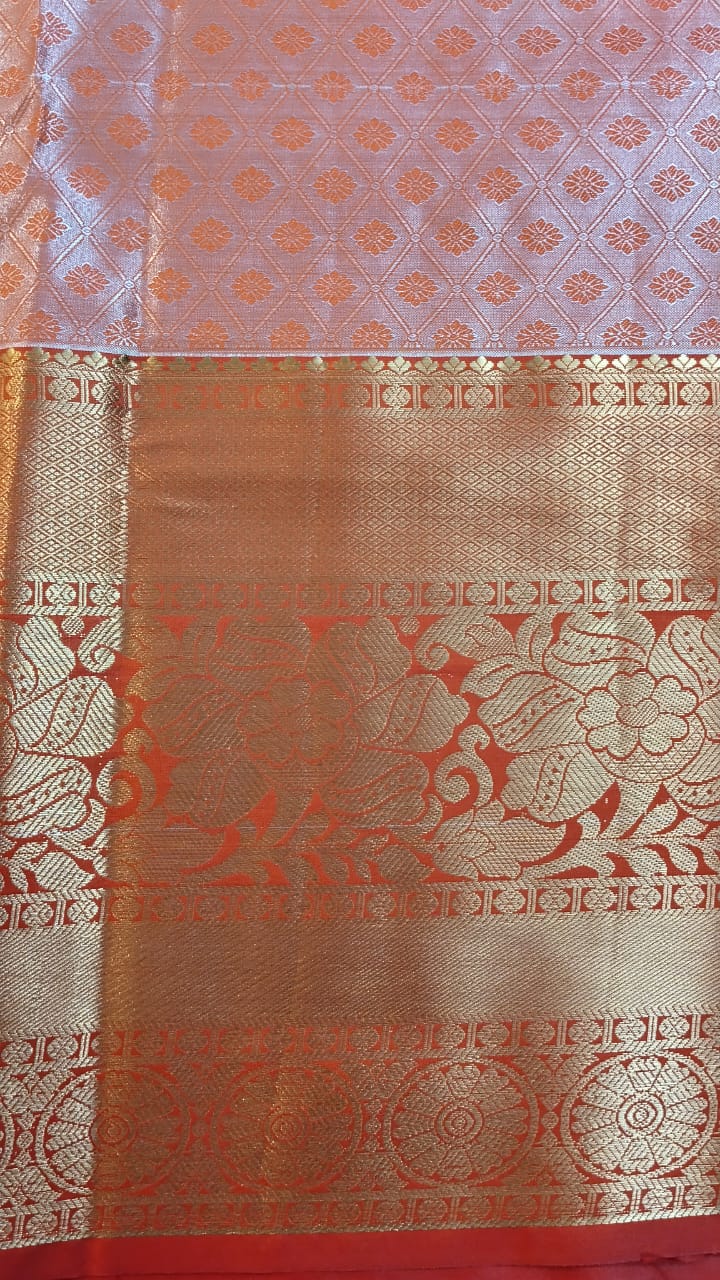 Sky Blue Kanchi Pattu Zari Silk Saree