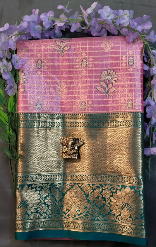 Baby Pink Kanchi Pattu Silk Saree