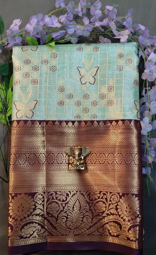 Light Green Kanchi Pattu Silk Saree