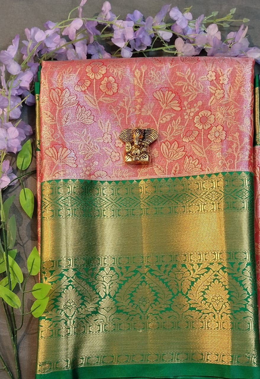 Orange DMM Pattu Silk Saree