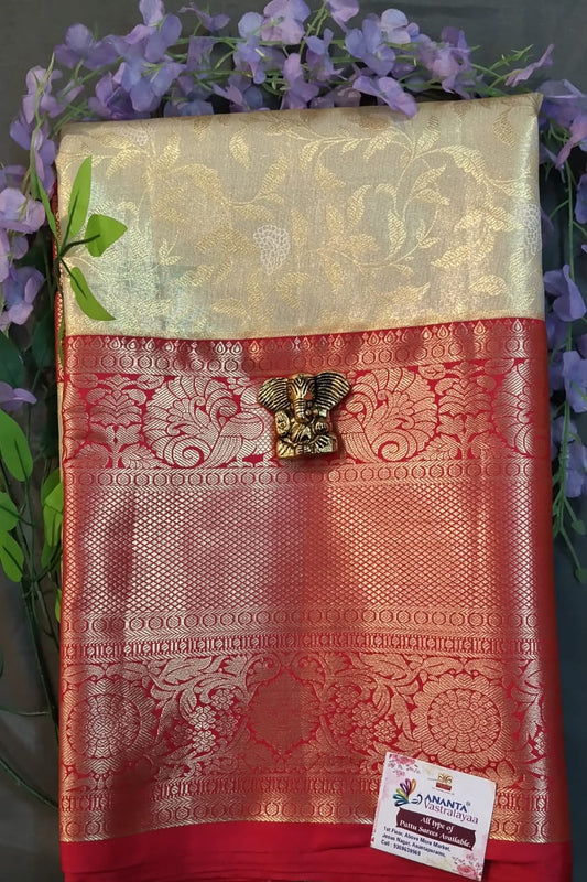 Cream Pure Pattu Silk Saree