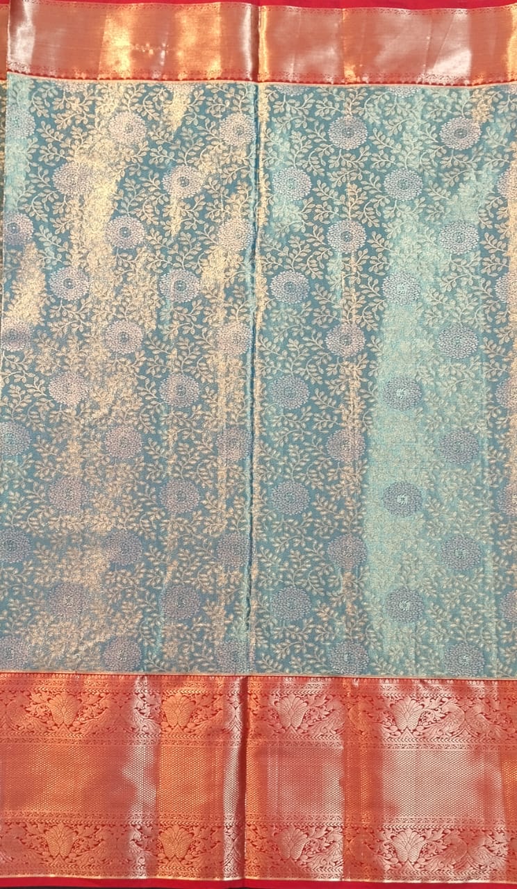 Sky Blue Pure Pattu Silk Saree