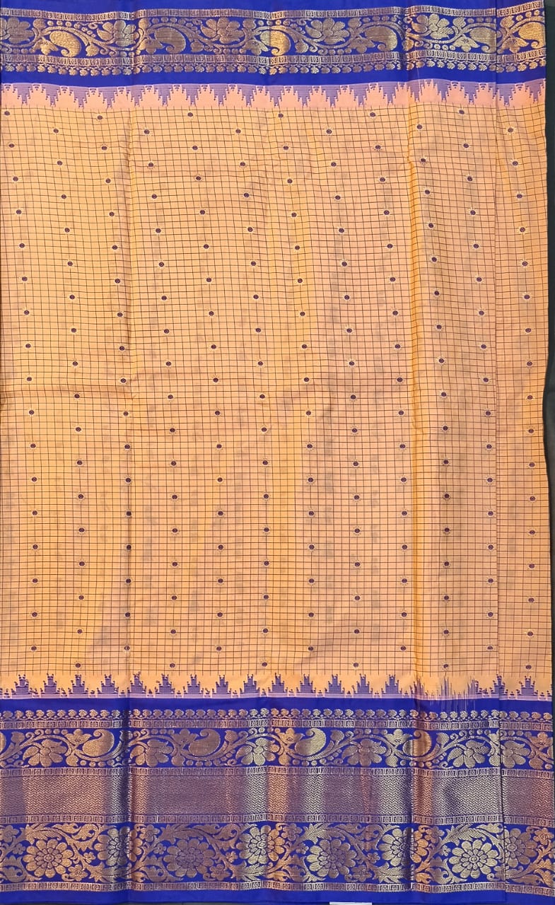 Peach & Orange Kupdam Pattu Silk Saree