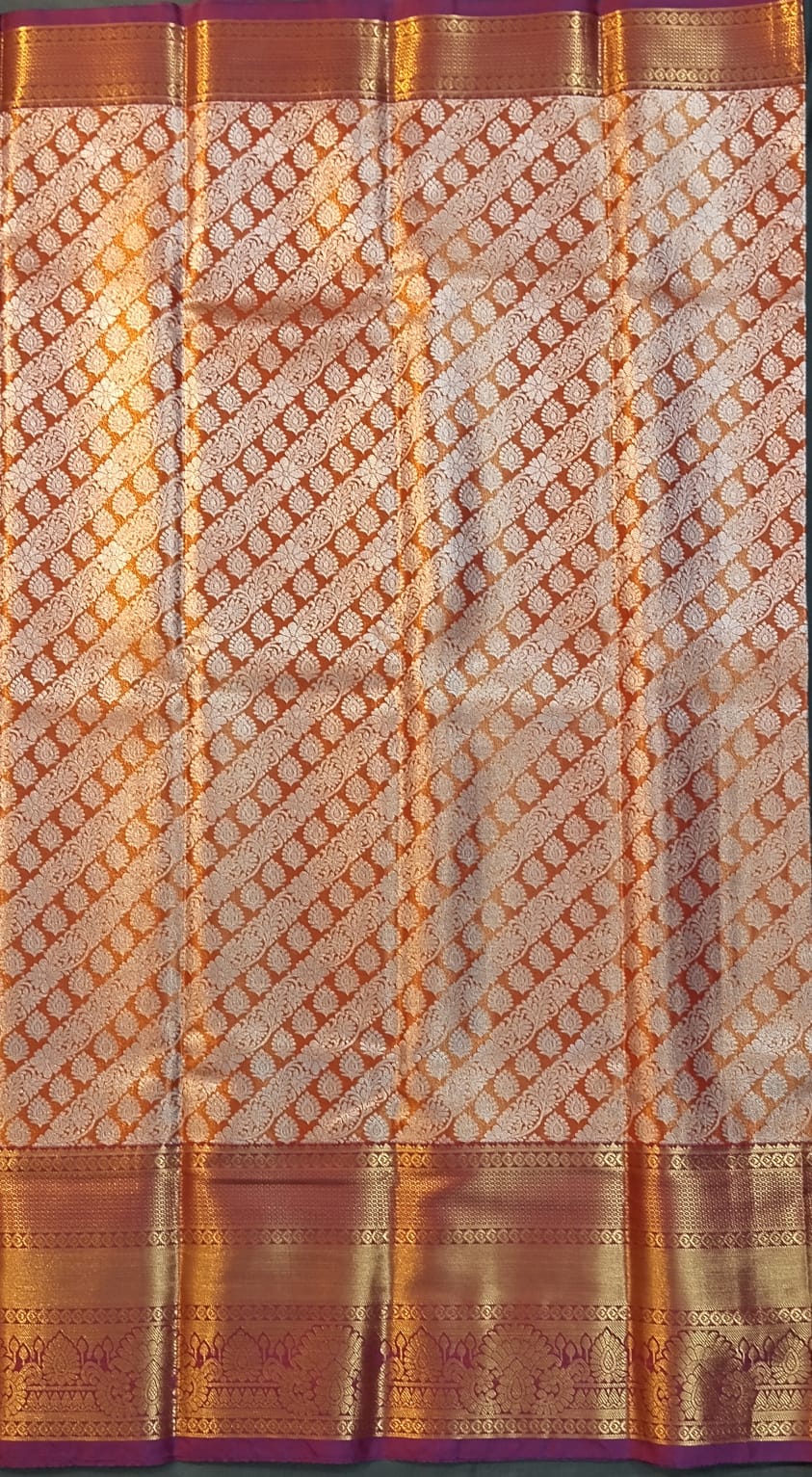 Orange DMM Pattu Silk Saree