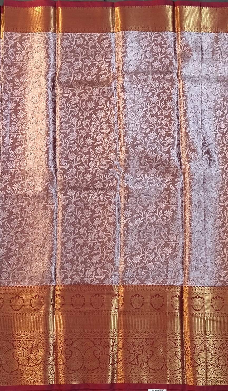 Peach DMM Pattu Silk Saree