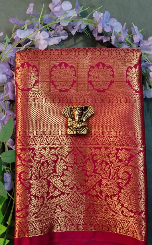 Peach DMM Pattu Silk Saree