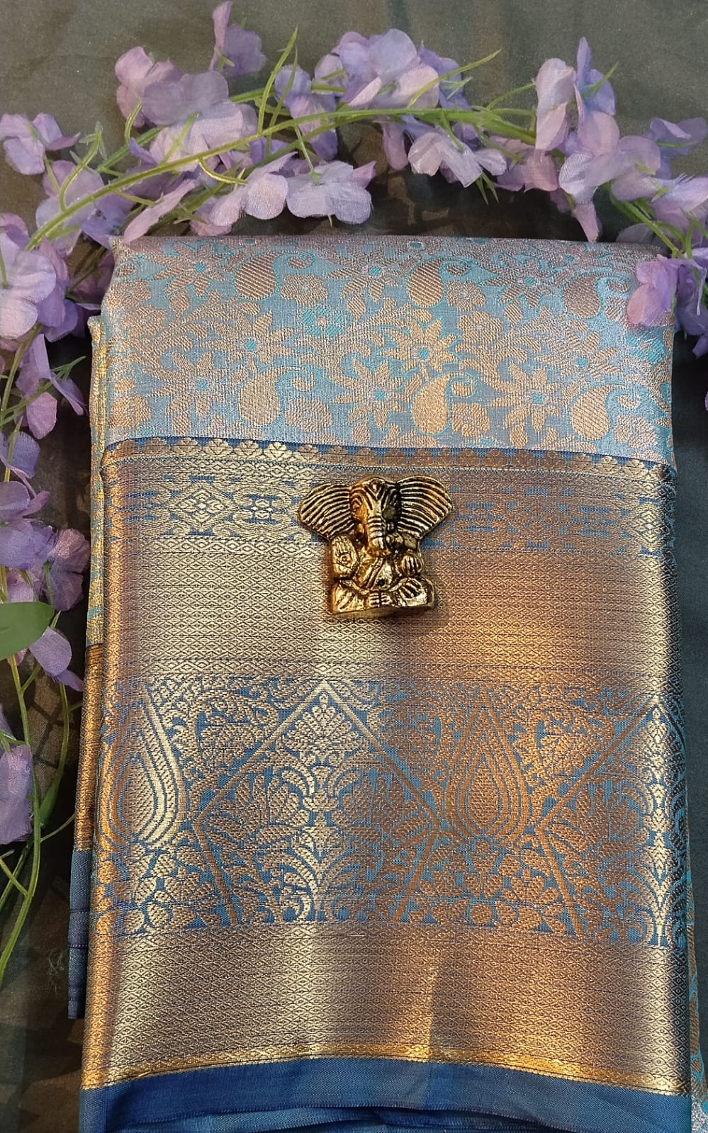 Sky Blue DMM Pattu Silk Saree