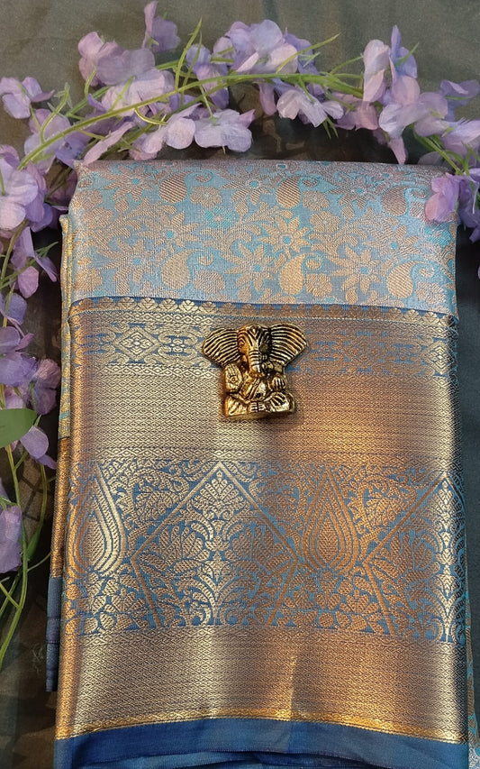 Sky Blue DMM Pattu Silk Saree