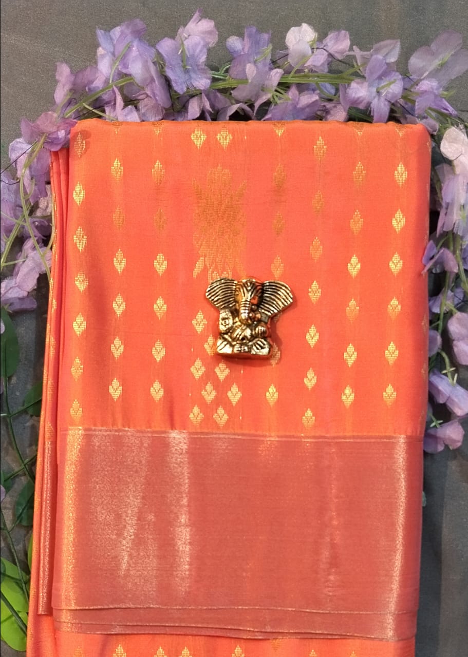 Peach Upada Pattu Silk Saree