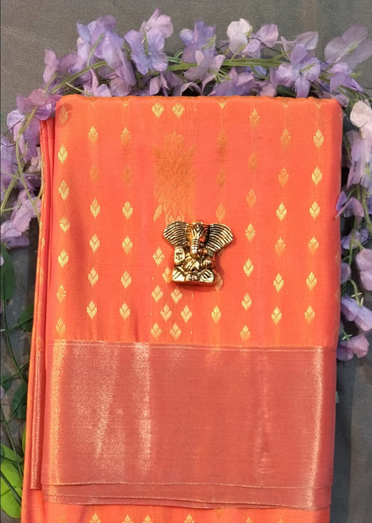 Peach Upada Pattu Silk Saree