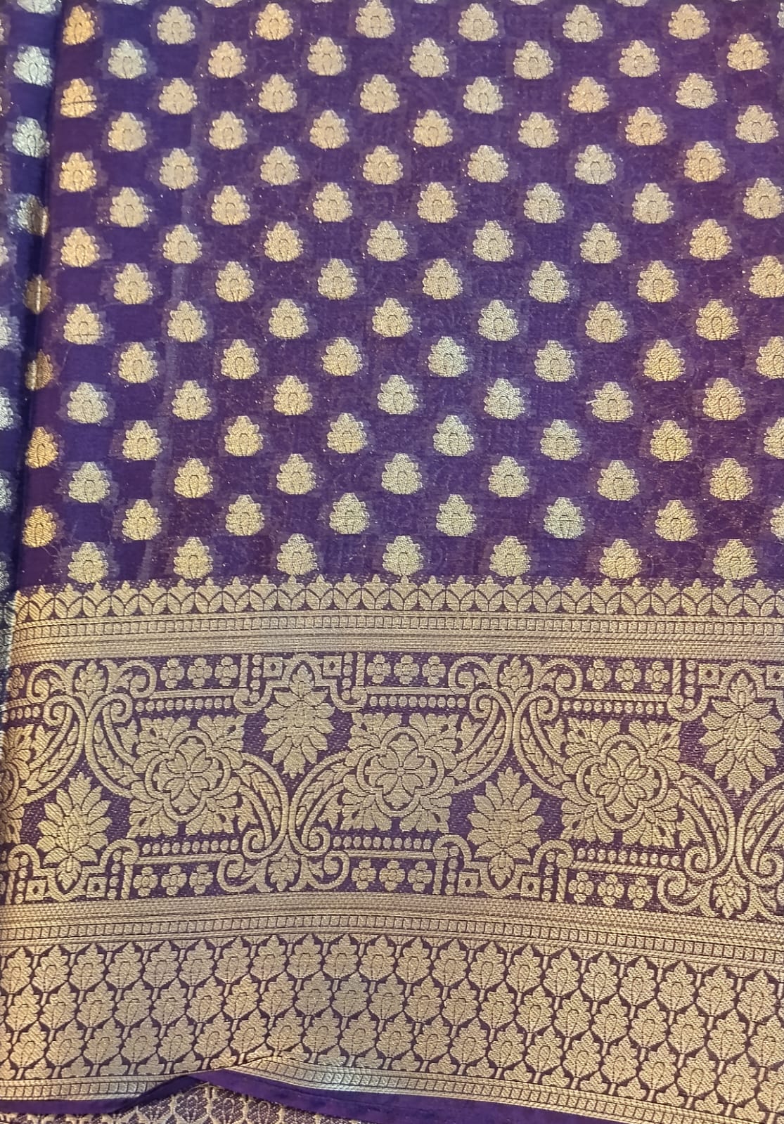 Orange Jarget Saree with Gold Zari Border
