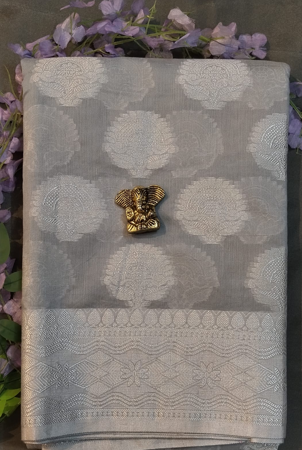 Baby Pink Cotton Saree with White Thread Work