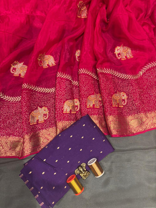 Pink Chinon Chiffon Fancy Saree